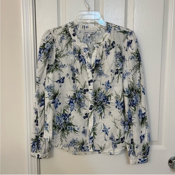 Veronica Beard Ashlynn Cotton Blouse in Off-White Multi Size 8 - Picture 9 of 12